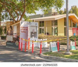 West Hollywood, CA, USA - March 26, 2022: Community Covid-19 Testing Station At Plummers Park In West Hollywood, CA.