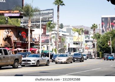 West Hollywood, California/United States - 09/23/2019: A View Of Traffic On Sunset Boulevard