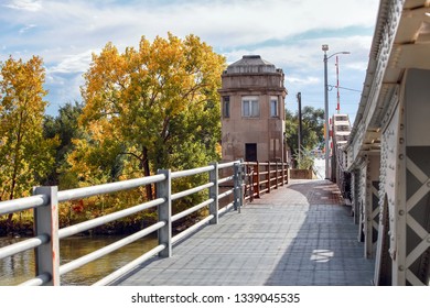 West Jefferson Avenue Rouge River Bridge In Detroit, Michigan During Autum