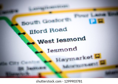 West Jesmond Station. Newcastle Metro Map.