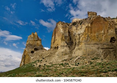 West Kazakhstan. In The Boundless Steppe There Is A Lonely Mountain Complex Shirkala, Which From A Distance Looks Like A Yurt.