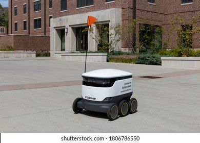 West Lafayette - Circa August 2020: Starship Delivery Robots At Purdue University. Starship Robots Are Autonomous Robots That Make Local Food And Package Deliveries.