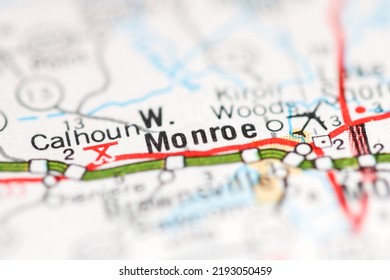 West Monroe. Louisiana. USA On A Geography Map