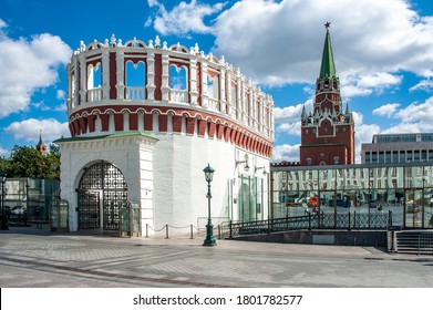 From the west, the natural border of the Moscow Kremlin was a river Neglinka. The walls and towers on its high bank did not differ in their shapes and style from all other Kremlin fortifications.   