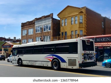 West New York, NJ - March 24 2019: A NJ Transit Bus On Bergenline Avenue