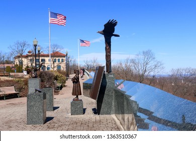 West Orange, NJ - March 23 2019: The Essex County 9/11 Memorial At Eagle Rock Reservation