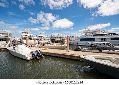 WEST PALM BEACH, FL, USA - MARCH 29, 2020: Yachts At Marina West Palm Beach FL