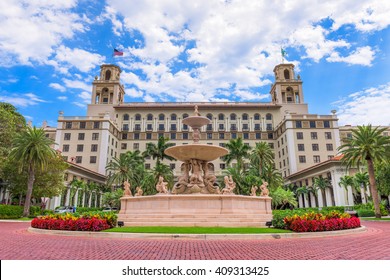 WEST PALM BEACH, FLORIDA - APRIL 4, 2016: The exterior of Breakers Hotel in West Palm Beach. The hotel dates from 1925. 