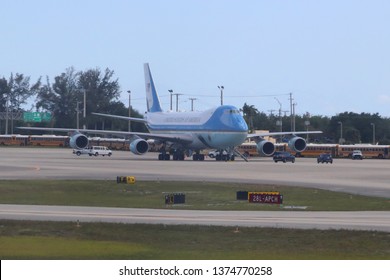 WEST PALM BEACH, FLORIDA - MARCH 31, 2019: Air Force One On Tarmac At West Palm Beach Airport, Florida