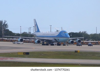 WEST PALM BEACH, FLORIDA - MARCH 31, 2019: Air Force One On Tarmac At West Palm Beach Airport, Florida