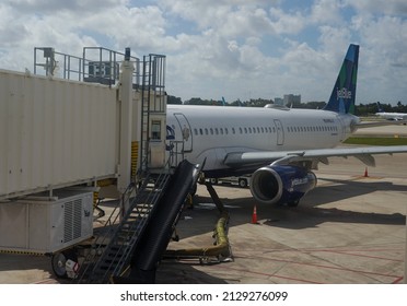 WEST PALM BEACH, FLORIDA - OCTOBER 29, 2020: JetBlue Plane On Tarmac At Palm Beach International Airport, Florida