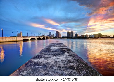 West Palm Beach Florida At Sunset.