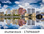 West Palm Beach, Florida, USA downtown over the intracoastal waterway.