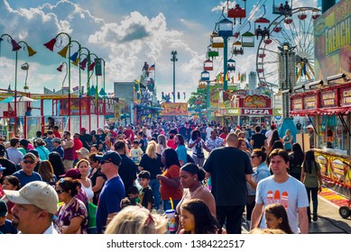 West Palm Beach, Florida USA February 3rd,2019 Crowded Lane Of The Last Day of the South Florida Fair 