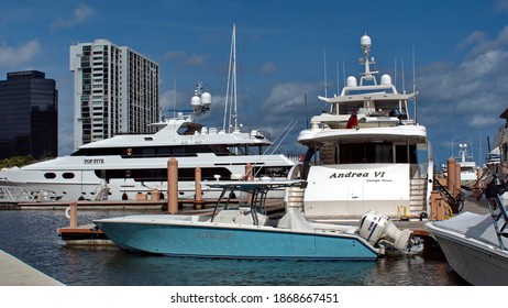 WEST PALM BEACH, FLORIDA, USA - CIRCA JANUARY 2020: Yachts In The Marina