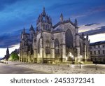 West Parliament square with st giles cathedral at night, panorama - Edinburgh, Scotland