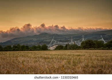 West Pennine Moors Fire At Sunset