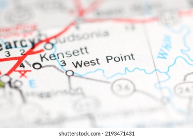 West Point. Arkansas. USA On A Geography Map