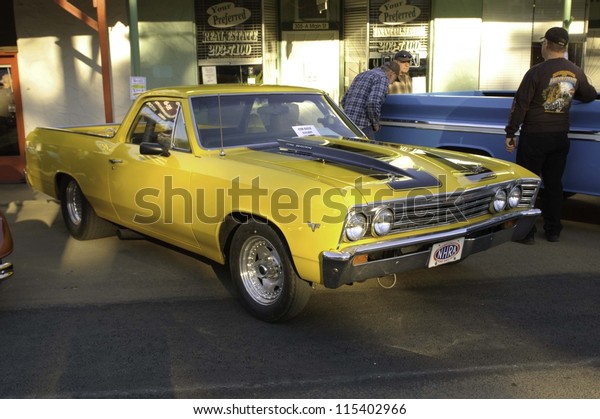 WEST POINT, CA - OCTOBER\
6: 1970\'s Chevrolet El Camino at the antique vehicle and hot rod\
car rally at the 38th Lumberjack day parade, on October 6, 2012 in\
West Point.
