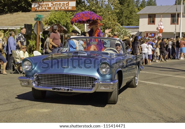 WEST POINT, CA - OCTOBER 6: Unidentified people\
celebrating the 38th  Lumberjack day  parade, on October 6, 2012 in\
West Point.