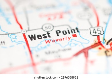 West Point. Mississippi. USA On A Geography Map