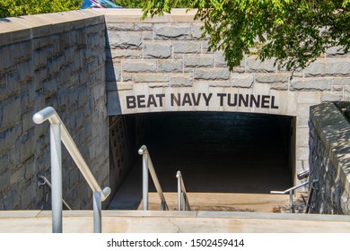 West Point, New York - August 30, 2019: Entrance To The Beat Navy Tunnel On The Campus Of West Point Naval Academy