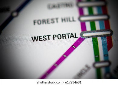 West Portal Station. San Francisco Metro Map.