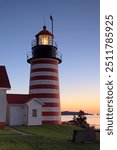 West Quoddy Light (1808) at sunrise, Lubec, Maine, USA