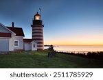 West Quoddy Light (1808) at sunrise, Lubec, Maine, USA