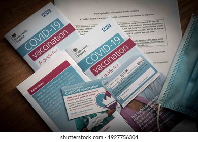 West Sussex, UK - 
February 25th, 2021. UK Covid-19 Vaccination Card Showing What Type Of Vaccine Was Used And The Batch Number