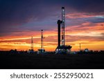 West Texas Oilfield Sunsets Drilling