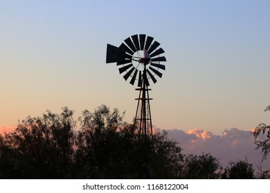 West Texas Sunrise With Windmill