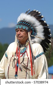 WEST VANCOUVER, BC, CANADA - JULY 10: Native Indian Man Participates In Annual Squamish Nation Pow Wow On July 10, 2010 In West Vancouver, BC, Canada