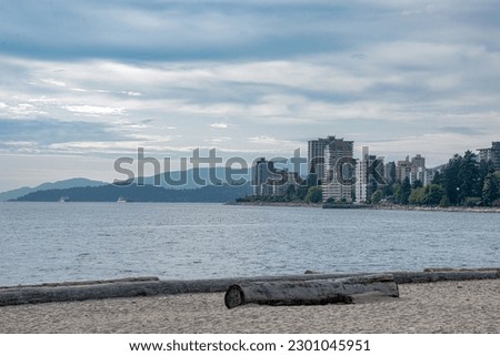 West Vancouver side overview with cargo ships in Burrard inlet