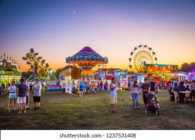 WEST WINDSOR, NEW JERSEY - September 23 - Amusement Park Rides And Plenty Of People Attended The 18th Annual Mercer County Italian American Festival On September 23, 2017 In West Windsor NJ.