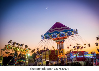 
WEST WINDSOR, NEW JERSEY - September 23 - Amusement Park Rides At Night At The Mercer County Italian American Festival On September 23, 2017 In West Windsor NJ.
 