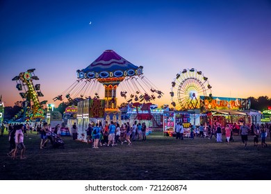 WEST WINDSOR, NEW JERSEY - September 23 - Amusement Park Rides And Plenty Of People Attended The 18th Annual Mercer County Italian American Festival On September 23, 2017 In West Windsor NJ.