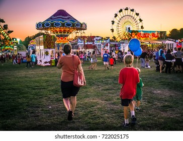 WEST WINDSOR, NEW JERSEY - September 23 - Amusement Park Rides And Plenty Of People Attended The 18th Annual Mercer County Italian American Festival On September 23, 2017 In West Windsor NJ.