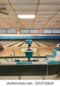 Westbrook, ME, USA, 9.28.22 - A Candlepin Bowling Alley.