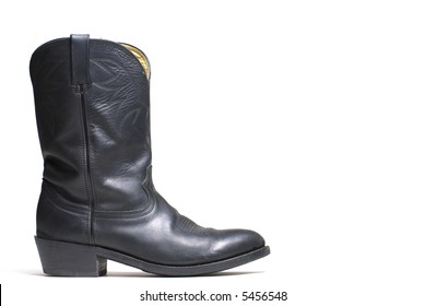 Western Cowboy Black Boots On White Background Series  05