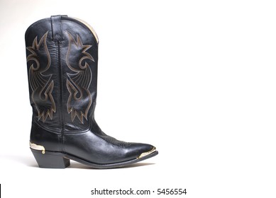 Western Cowboy Black Boots On White Background Series 07