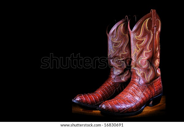Western Cowboy Boots On Black 