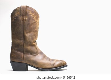 Western Cowboy Tan Brown Boots On White Background Series 03