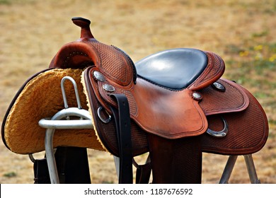 Western leather saddle