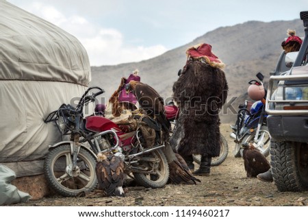 Western Mongolia Traditional Golden Eagle Festival Behind