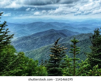 Western North Carolina Pisgah Forest Landscape with Clouds and Trees