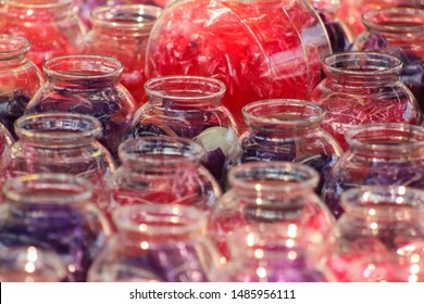 Western PA - August 2019:  A Ping-Pong Ball Sits Inside A Fish Bowl Filled With Colorful Paper.  The Patron Who Threw The Winning Toss Wins A Gold Fish.