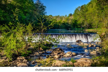 The Western Point Of Eno River State Park In Durham, North Carolina. This Is One Of The Best Parks In The City Just Few Miles From Duke University, With Lots Of Hiking Trails Below The Thick Forest.