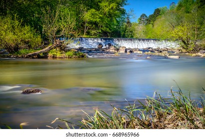 The Western Point Of Eno River State Park In Durham, North Carolina. This Is One Of The Best Parks In The City Just Few Miles From Duke University, With Lots Of Hiking Trails Below The Thick Forest.