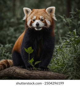 The Western Red Panda, also known as the red panda or lesser panda, is a small, arboreal mammal native to the eastern Himalayas and southwestern China. Characterized by its reddish-brown fur, bushy  - Powered by Shutterstock